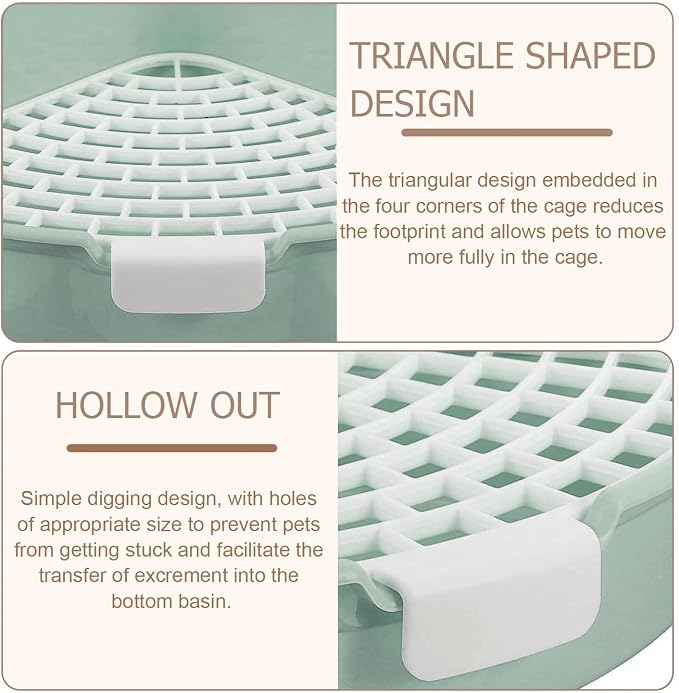 Rabbit Litter Box Bunny Corner Toilet Box for Hamster Ferret Rat Cage Pan 13.4" x 10.2" x 7.1" for Small Animals Training Tray
