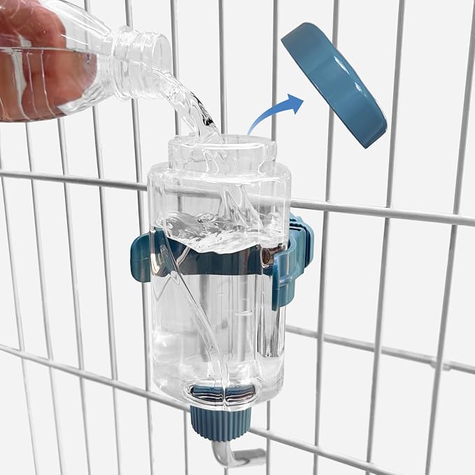 LOS ANDES 12oz No-Drip Water Bottle/Feeder for Guinea Pigs/Hamsters/Bunnies/Ferrets/Squirrel/Hedgehog/Other Small Pets, Cage Water Dispenser for Small Dogs/Cats, 355ml, Blue