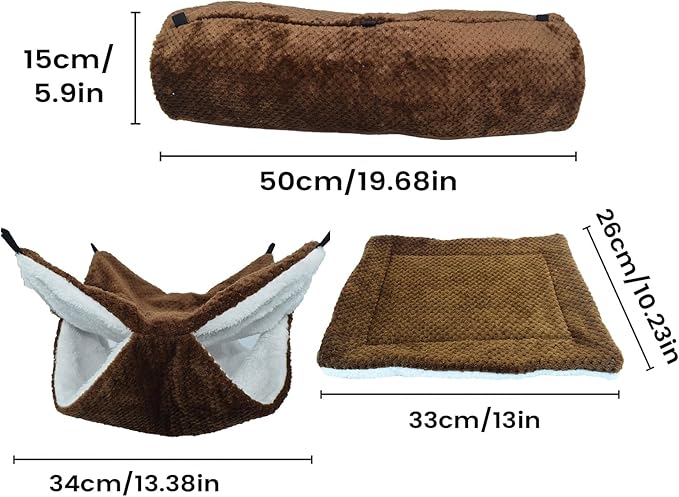 Ferret Hammock | Warm Plush Nest Cave - Pet Hammock | for Sugar Glider, Ferret, Hamster, Sleeping, Resting, Hiding, Playing, Climbing, Winter