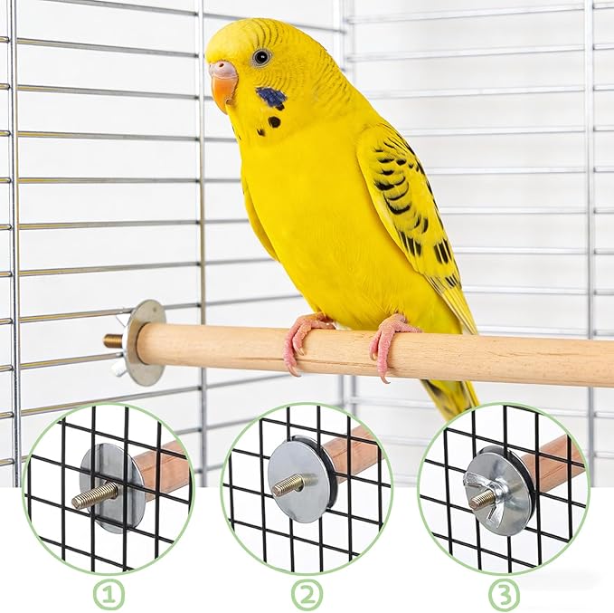 2PCS Natural Wooden Parrot Perch Stand, Wood Bird Perches for Cage with Different Widths Bird Cage Toys Accessories Hanging Multi-Branch Platform for Macaws Parakeets Conures Budgies Finches