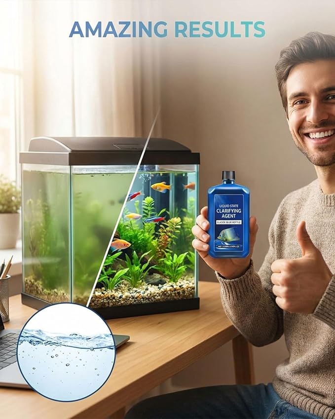 Fast-Acting Aquarium Water Clarifier, Powerful Freshwater Aquarium Water Purification Clarifier, Clears Cloudy Fish Tank, Liquid State Clarifying Agent, for Freshwater