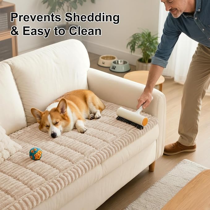 Smiry Couch Cover for Dogs, Non Slip Washable Sofa Protector for Pets, Soft Furniture Cover for Pet, Stylish Sofa Covers, Cozy Protect Against Fur, Dirt & Everyday Messes (Apricot, 43" x 63")