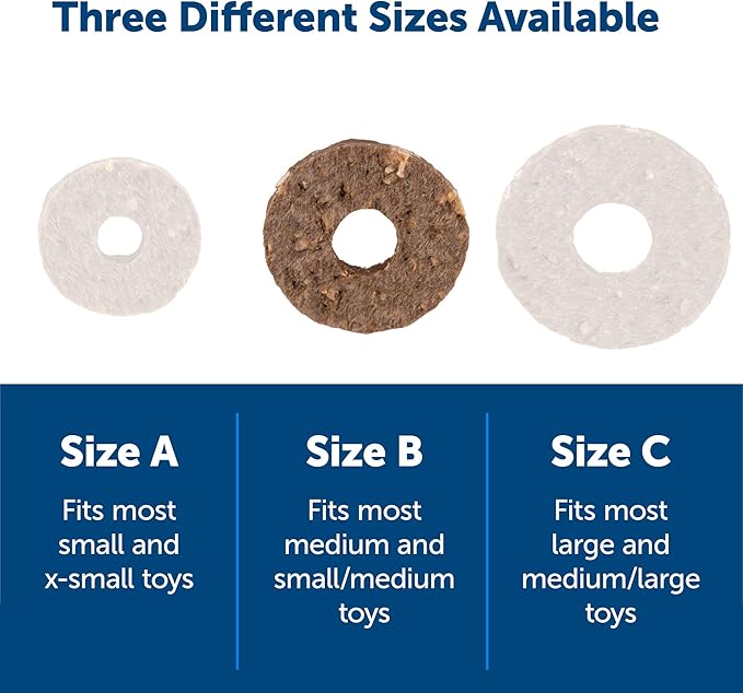 PetSafe Natural Rawhide Treat Ring Refills for Busy Buddy Dog Toys, Size B fits Small/Medium and Medium Toys, 16 Rings