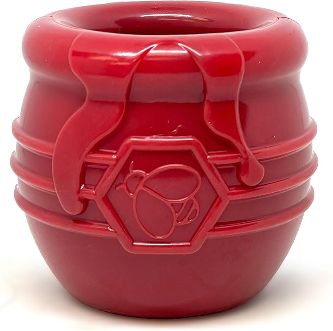 SodaPup Honey Pot – Durable Dog Treat Dispenser & Enrichment Toy Made in USA from Non-Toxic, Pet Safe, Food Safe Natural Rubber Material for Mental Stimulation, Problem Chewing, Calming Nerves, & More