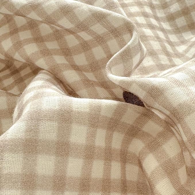 BlueBlue Heart Duvet Cover Set Queen 100% Cotton Soft Lightweight Gauze Bedding Brown Hearts Love on Plaid 1 Abstract Geometric Full Comforter Cover 2 Pillow Shams, Queen