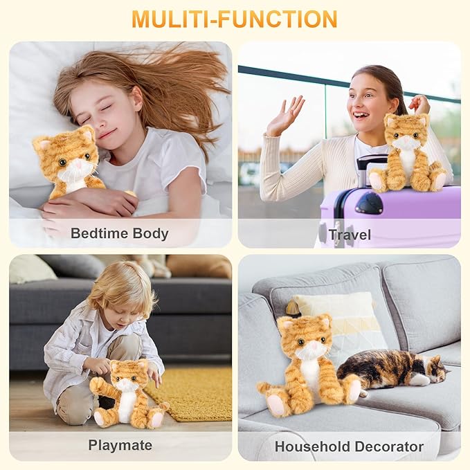 SuzziPals Heatable & Coolable Orange Cat Stuffed Animal, Cat Heating Pad Microwavable for Soothing & Relaxation, Lavender Scented Orange Cat Plush Toy for Stress Relief, Stuffed Cat Toys for Kids