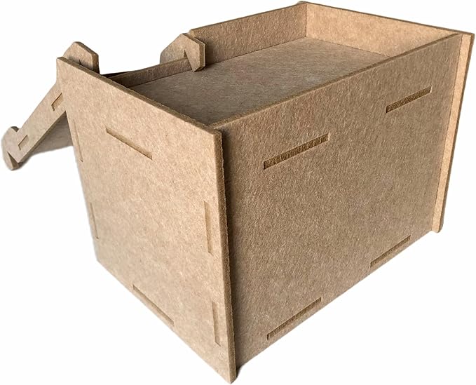 Guinea Pig Felt Hideout & House with Ramp Easy to Assemble Small Animal Sturdy Hut Habitats Decor for Piggies Chinchilla Rat Playing Hiding (Camel)