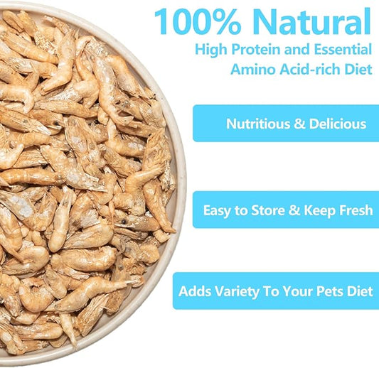 3.5 Oz Freeze Dried River Shrimp Turtle Food, Shrimp for Turtle, Nutrient Rich Treat for Reptiles, Sugar Gliders, Hedgehogs, Tropical Fish