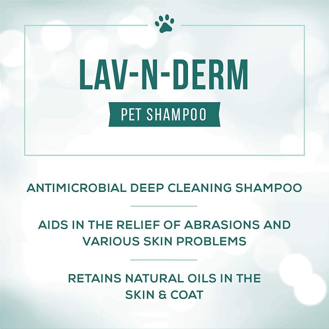 Nature's Specialties Lav-N-Derm Ultra Concentrated Calming Antiseptic Dog Shampoo for Pets, Natural Choice for Professional Groomers, Relieves Various Skin Problems, Made in USA, 16 oz