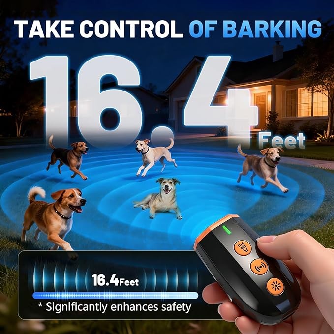 Ultrasonic Bark Deterrent Device, 3-in-1 Compact Humane Safe Dog Barking Control Tool, Handheld Dog Repellent with LED Strobe & Flashlight, Rechargeable Dog Training Aid for Indoor Outdoor Use