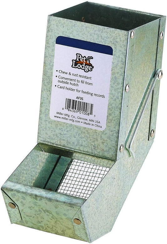Pet Lodge® Steel Small Animal Feeder with Sifter Bottom | Cage Rabbit Feeder | Holds Several Days Worth of Food | 3 Inch