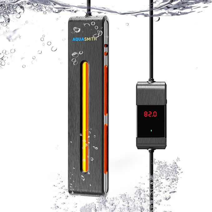 AQUASMITH Aquarium Heater,200W Fish Tank Heater,Suitable for 50-60 Gallon Fish Tank,Dual-chip Intelligent Temperature Control,Has a Variety of Intelligent Security Protection Functions