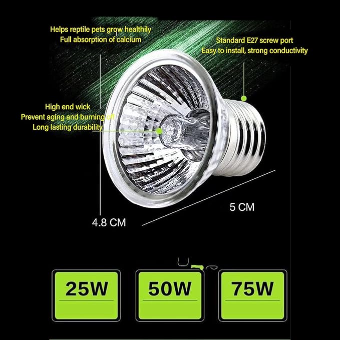220V Reptile Heat Lamp, Professional Efficient Save Energy 360 Degree Lighting Warm UVA UVB Basking Lamp, Sunlight Bulb for Reptile Amphibian Tortoise Snake Gecko Bearded Dragon Use(#1)