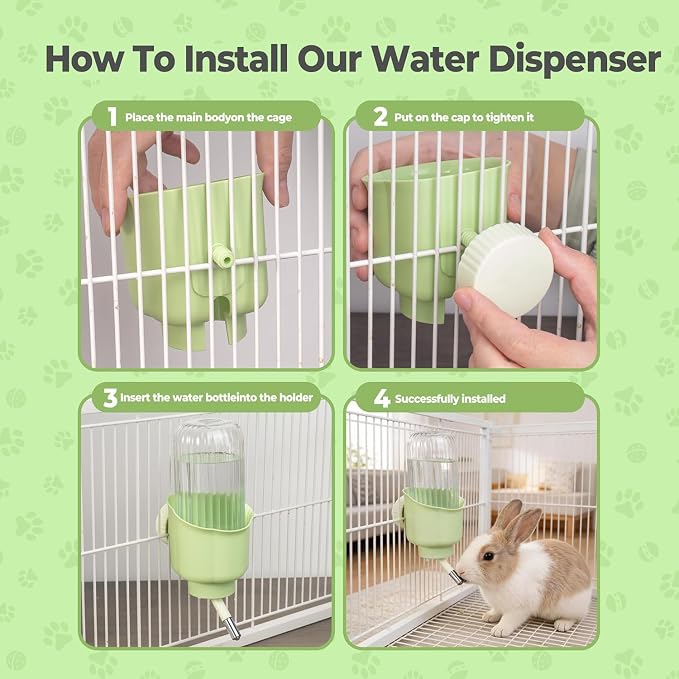 Guinea Pig Water Bottle for Cage 17oz Hanging Rabbit Water Bottle No Drip Automatic Bunny Water Dispenser No Leak Small Animal Water Bottle with a Ceaning Brush for Chinchilla Ferret