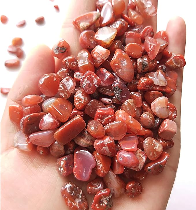 WAYBER Decorative Stones, 2 Lbs/920g (Fill 1.8 Cups) Natural Red Agate Pebbles Irregular Crystal Rock Gravel for Aquarium Turtle Tank Decoration/Succulent Plant Landscape/Flowerpot Vase Ornament