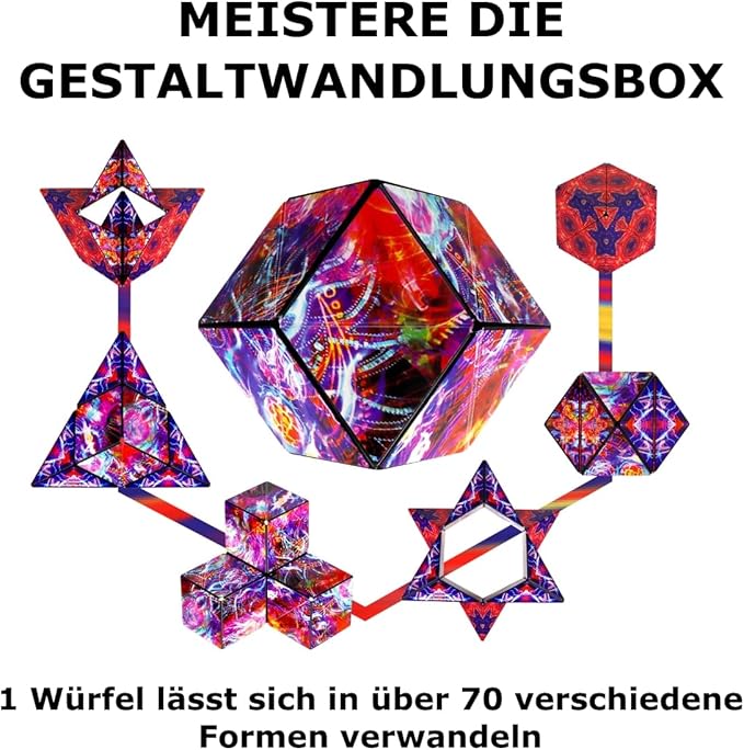 Shashibo Shape Shifting Box - Award-Winning STEM Fidget Toy with Ultra Strong Magnets - Puzzle Cube Transforms Into 100+ Shapes, Perfect Sensory Gift for Kids, Teens, and Adults (Fire Goddess)