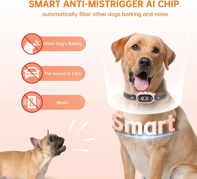 Dog Bark Collar, Rechargeable Bark Collar for Small Dog 5-15bl, Medium and Large Dog, IP67 Waterproof Anti Barking Collar with Adjustable Sensitivity(Pink)