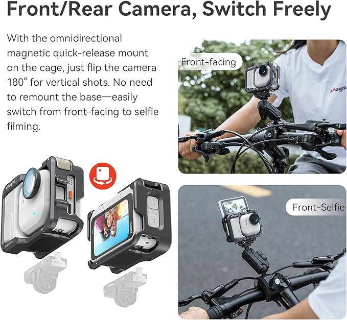 Aluminum Cage for Insta360 Go Ultra, Multifunction Protective Frame Housing Case for Insta360 Go Ultra Accessories, with Quick-Release Mount Adapter and 1/4 Cold Shoe for Light Microphone