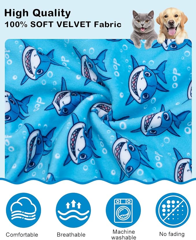CuteBone Shark Costume Dog Pajamas, Stretchy Spandex Crystal Velvet Sleepwear Coat for Small Dogs, Soft & Warm Pet Outfit Clothes for Cold Weather, Cozy Pullover Design COSP07-4XL