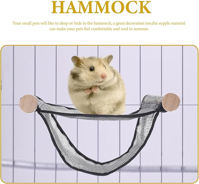 KALLORY Breathable Ferret Hammock Small Pet Hanging Bed Black Mesh Large Size Cage Accessory for Hamsters Ferret Nest Summer Ventilated Hideout