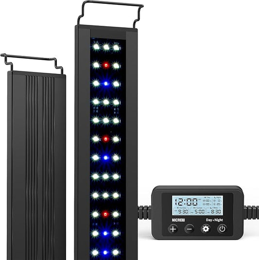NICREW C10 Plants LED Aquarium Light, 18-24 in, 13 Watts, Full Spectrum Fish Tank Light with Timer, Day and Night Cycle, Brightness Adjustable