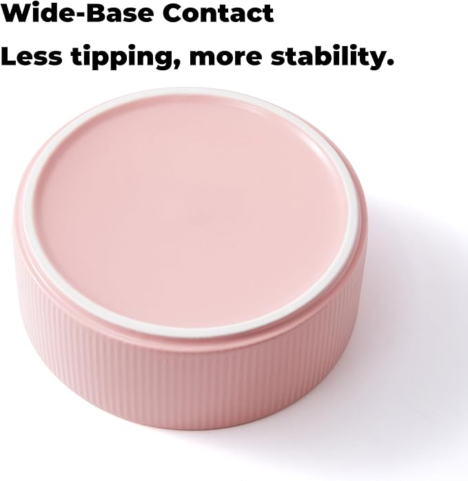 Guinea Pig Vegetable Bowl, Pink Ceramic 6 Inch Heavyweight Non-Tip Small Animal Food & Water Bowl – Wide Shallow Veggie Dish (~20 fl oz) for Chinchilla Rabbit Ferret