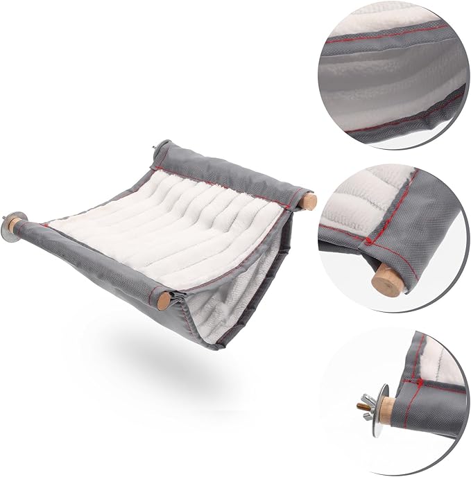 HOMSFOU Large White Hamster Hanging Hammock Bed for Small Animals, Removable Warm Fleece Pet Cage Hammock Suitable for Guinea Pigs, Chinchillas, and Squirrels, Indoor Hanging Small Animal