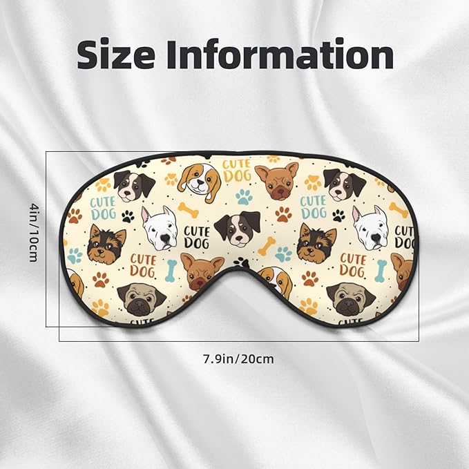 Cute Dog Sleep Mask Breathable Soft Eye Mask for Sleep for Women Men Lightweight Eye Cover for Travel, Night Work, Nap, Office