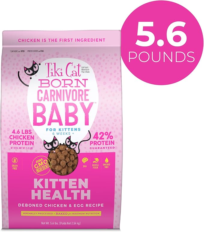 Tiki Cat Born Carnivore Baby Non-GMO, Chicken & Egg 5.6 lbs. (Pack of 2)