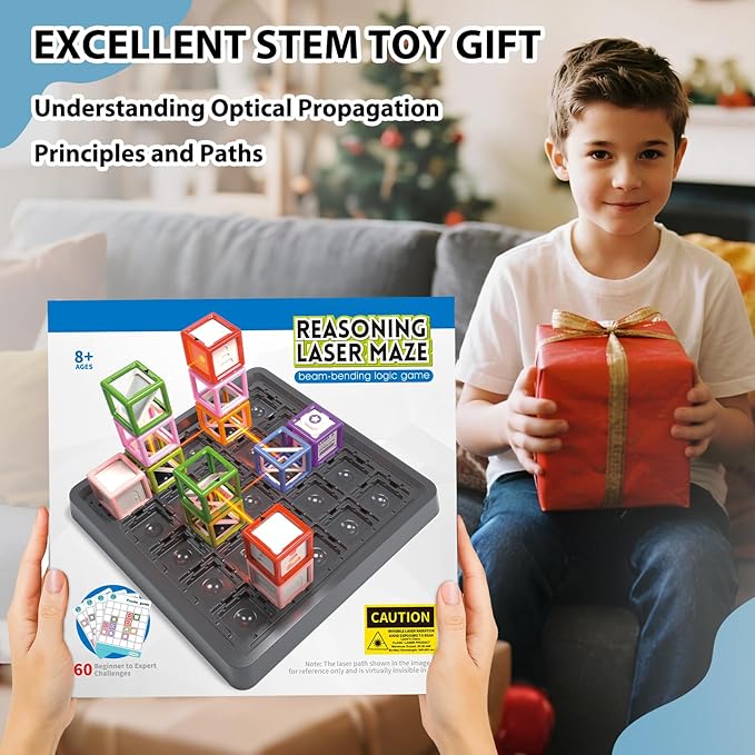 Laser Maze - STEM Logic Toys for Ages 8-13, 60+ Challenges Puzzle Games, Great 8-13 Years Old Children Gift to Develop Spatial Imagination Problem-Solving Concentration, Team/Solo Play