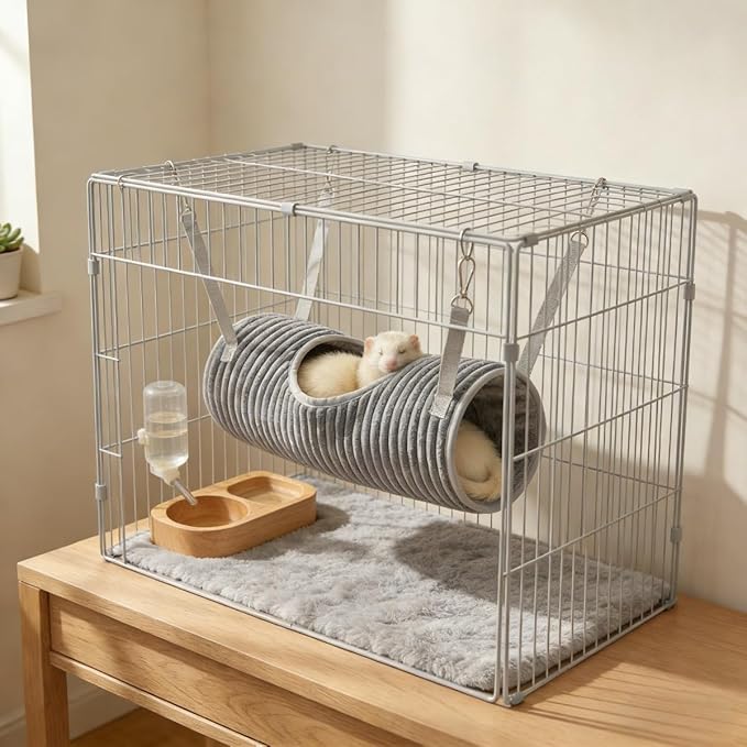 3 Pack Ferret Tunnel Hanging Warm Swinging Hammock Bed Hideout Sugar Glider Tube for Ferret Guinea Pig Rat Squirrel (3Pcs)