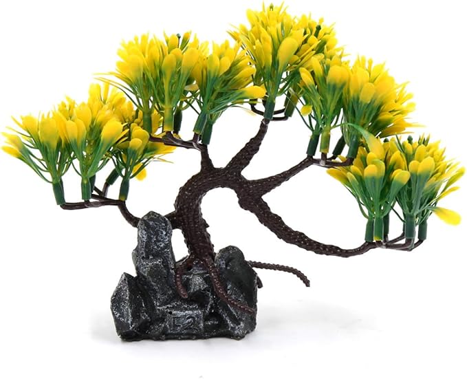uxcell Yellow Plastic Tree rium Landscape Decoration Home Decor 5.1inch High
