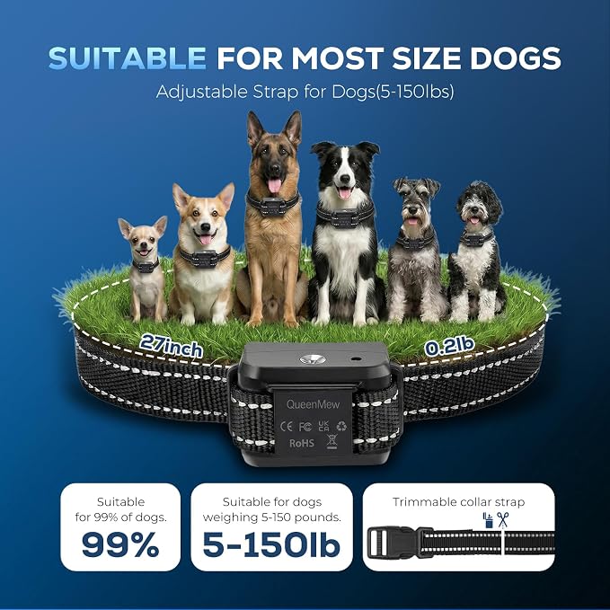 Citronella Dog Bark Collar, Dog Bark Collar for Large Medium Small Dogs, Bark Collar with Adjustable Spray & Sensitivity, Rechargeable Anti-Bark Collar for Dogs with Safe, 2 Collar Straps(Black)