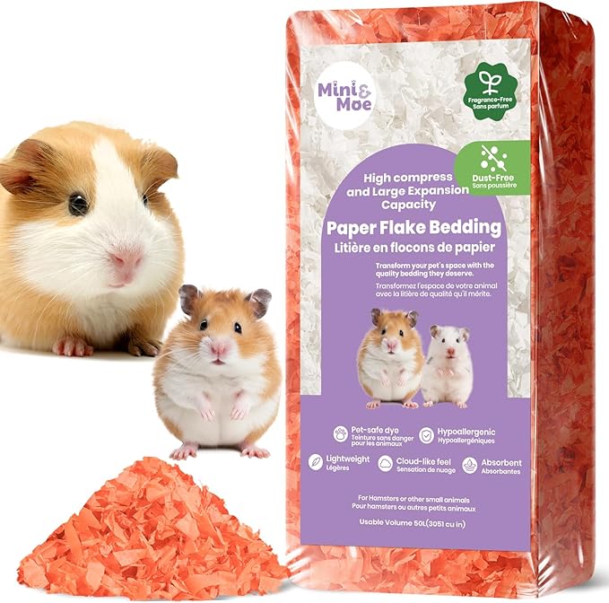 Guinea Pigs Bedding Hamster Bedding: Moisture Absorbent and Dust-Free Natural Paper Small Pet Bedding - for Hamsters, Pigs, Guinea and Rabbits, 12 Liters