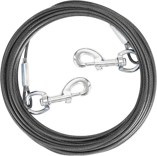 Tie Out Cable for Dogs,10/20/30/50/100FT Dog Leads for Yard Chew Proof,Heavy Duty Tie Out Cable for Large Dogs Up to 125lbs,Dog Runner Tether (Transparent Black, 125Ibs 10ft)