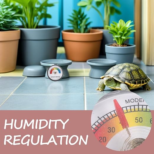 GANAZONO 2pcs Round Humidity Gauge for Reptile and Lizard Enclosure, Accurate Terrarium Control with Quick Response Reading, Waterproof Humidity Meter for Glass Tank and Habitat Monitoring