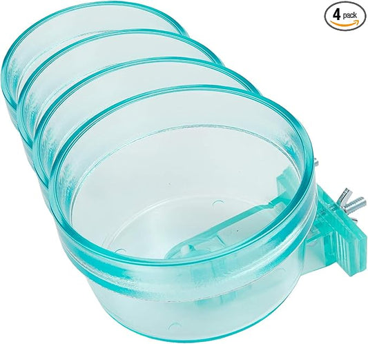Lixit Quick Lock Removable Cage Bowls for Rabbits, Birds, Dogs, Cats, Gunea Pigs and Other Small Animals. (20oz, Aqua) (Pack of 4)