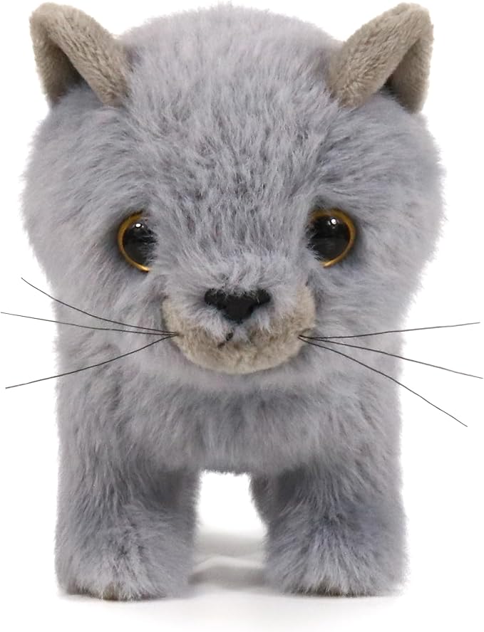 Ice King Bear Fluffy Little Cat Stuffed Animal Small Plush Toy 6 Inches (Gray)