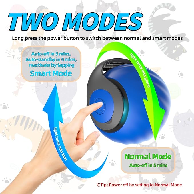 Interactive Cat Toy Ball - Automatic Interactive Cat Toys for Indoor Cats, Rechargeable 2 Speeds Enrichment Toys with 2 Tails, 2026 New Smart Rolling Toy for Small/Medium/Large Cats to Keep Busy
