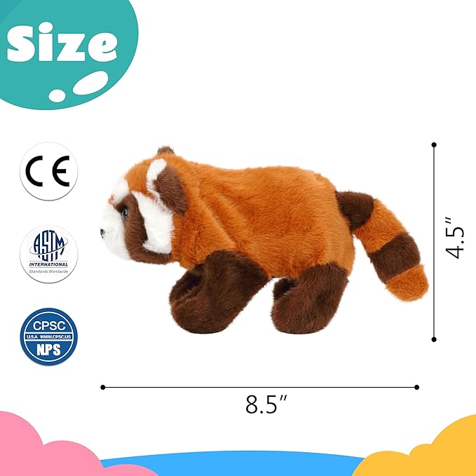 Walking Red Panda Stuffed Animal Speaking Roar Plush Electric Interactive Animated Plushies Toy for Girls Boys Birthday
