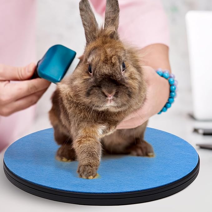 AceOrbit 12 Inch Rotating Rabbit Grooming Table with Blue Non Slip Felt Mat Small Animal Grooming Kit for Bunny Guinea Pig Chinchilla Ferret Hedgehog Gerbil Cat Supplies