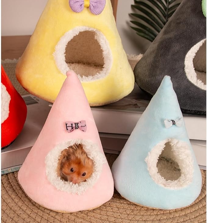 2 Packs Small Animal Warm Hideout, Washable Indoor Pet Shelter, Cage Accessory for Hedgehog, Squirrel, Guinea Pig, Hamster & Multi-Pets (C,M:15X15X20CM)