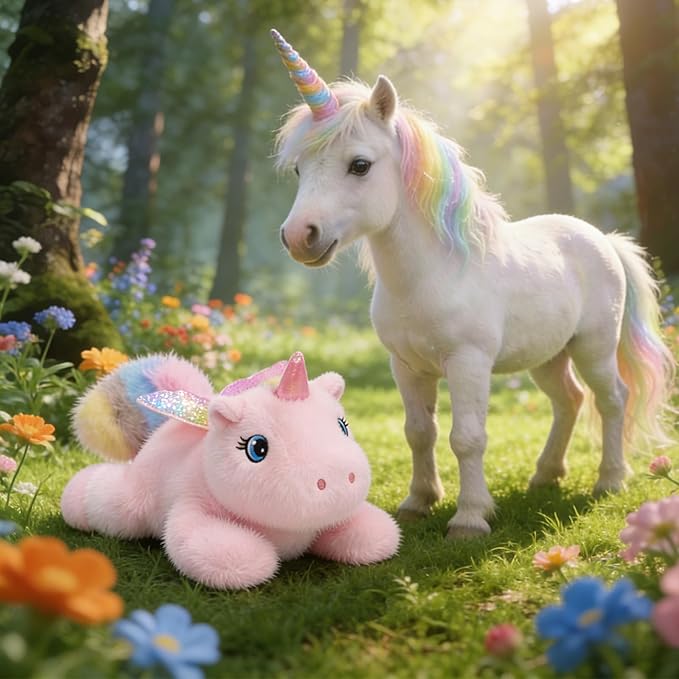 Ditucu Cute Palm-Sized Unicorn Stuffed Animal Soft Capibara Plush Doll Small Plushies Toys Gifts for Kids Pink 7.8 inch