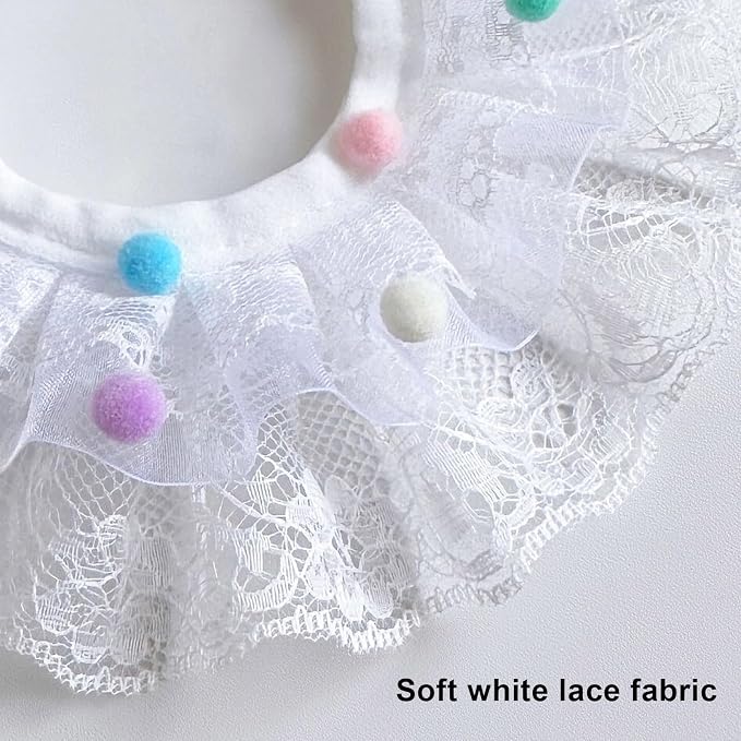 Elegant Lace Cat Collar with Cute Bow,Cat Collar with Bow Tie,Pet Lace Bib Collar with Cute Bow,Cat Princess Costumes,Colorful Ball,1 Piece ﻿