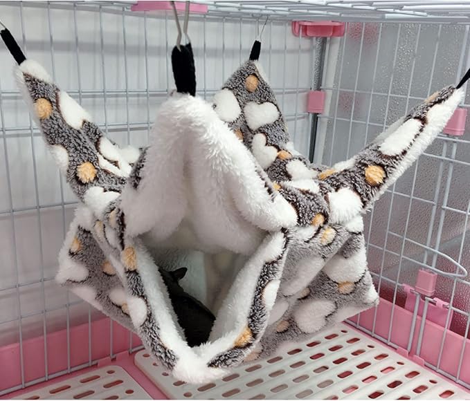 2 Pieces Small Pet Cage Hammock Guinea Pig Bed Hideout, Warm Rat Hammock Bed Bunkbed Sugar Glider Hammock Guinea Pig Cage Accessories Bedding for Squirrel Rat Hedgehog Chinchilla Nest Tent (Coffee)