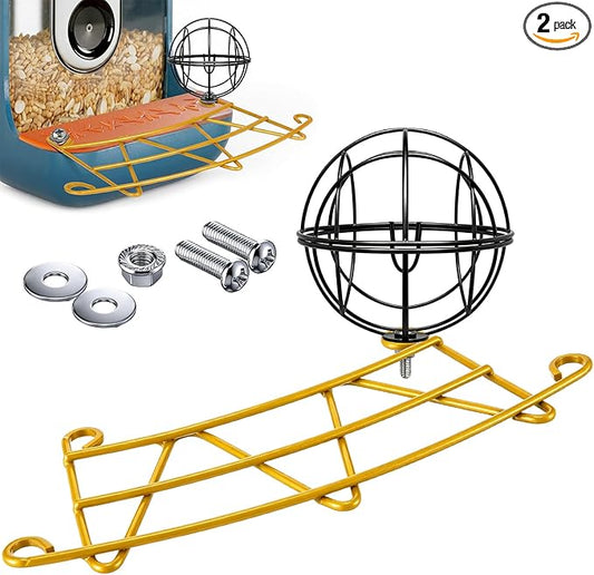 Metal Perch Extender & Suet Ball Holder Compatible with Bird Buddy PRO Solar Bird Feeder, Rust-Resistant Outdoor Birds Feeder Accessory, Wider Landing Space, Add On with Screws Included