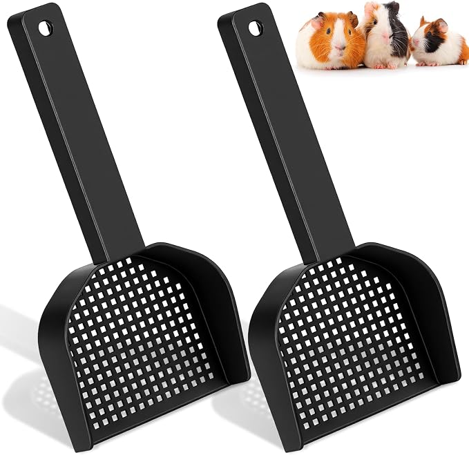 2Pcs Poop Scooper 2.95 in × 5.9 in Cat Litter Scooper Fine Mesh Sifting Shovel Plastic Handle for Guinea Pig Rabbits Small Animals for Easy Waste Cleaning