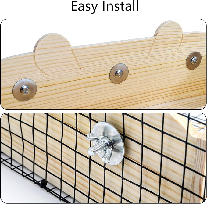 Hedume Rabbit Hay Feeder, Wooden Bunny Food Feeding Manger, Rabbit Hay Holder Less Wasted Food Dispenser for Guinea Pig, Chinchilla, Hamster