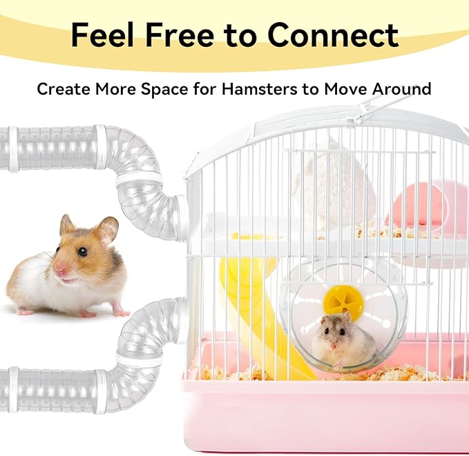 8 PCS Hamster Tube Set, Hamster Toy Set DIY Clear Pet Cage Tunnel Small Animal External Accessories Adventure Tube Syrian Rat Mouse (White)