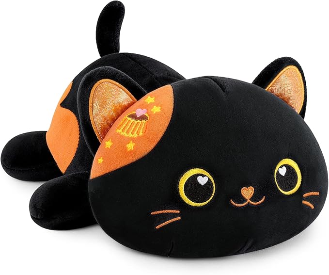 Onsoyours Original Cat Plush 13 Inch Kitty Plushies Toy Kitten Stuffed Animal Soft Pillow Kawaii Plushie Gift for Kids & Adults (Black Cat, 13")